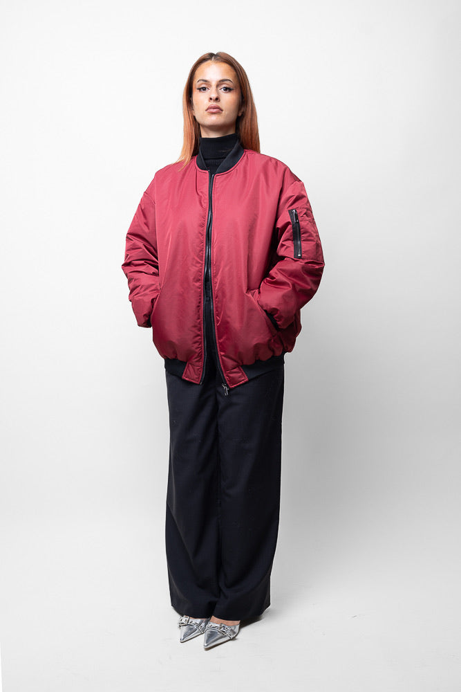 REVERSIBLE BOMBER WITH LEOPARD INTERIOR