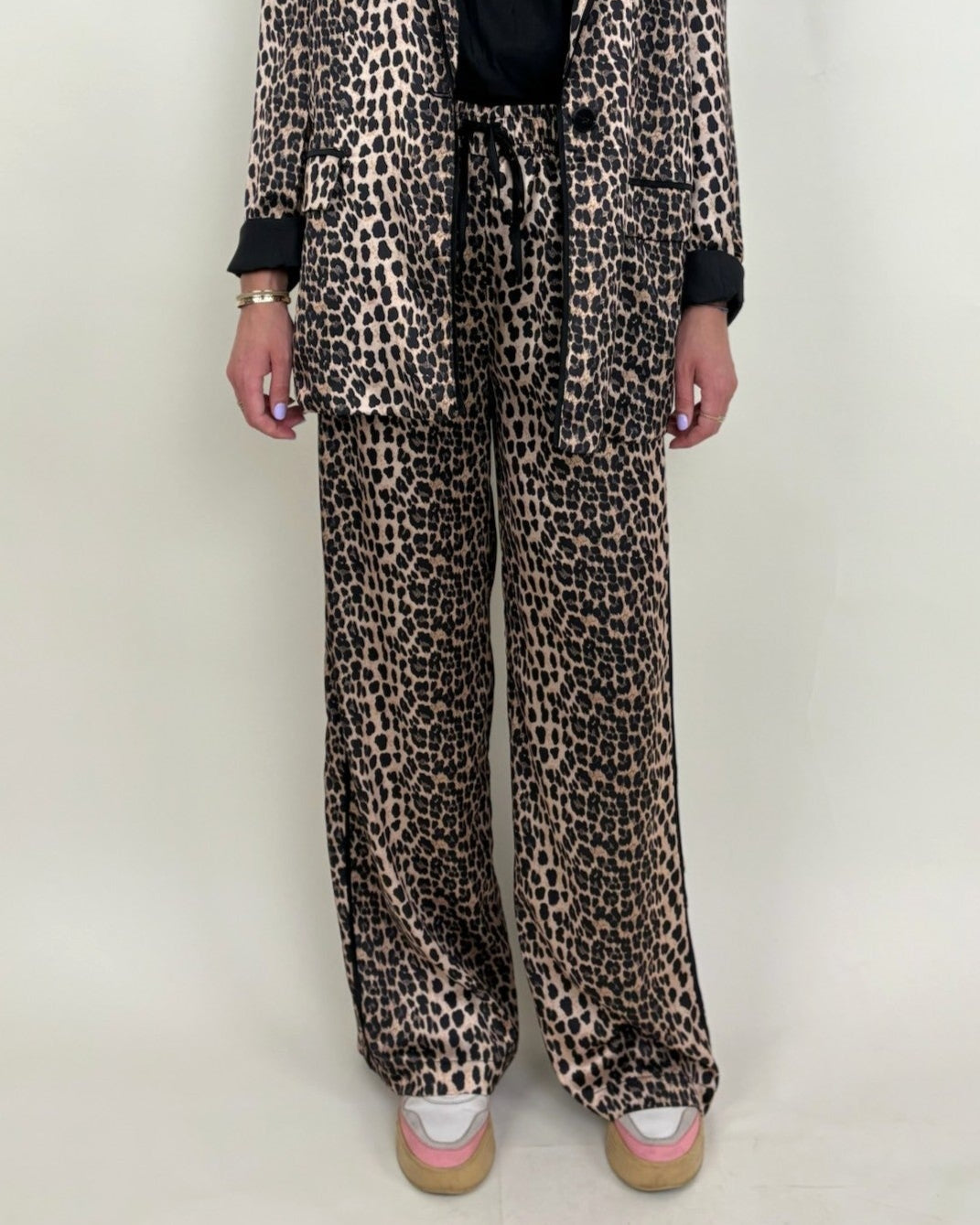 Leopard print satin pants