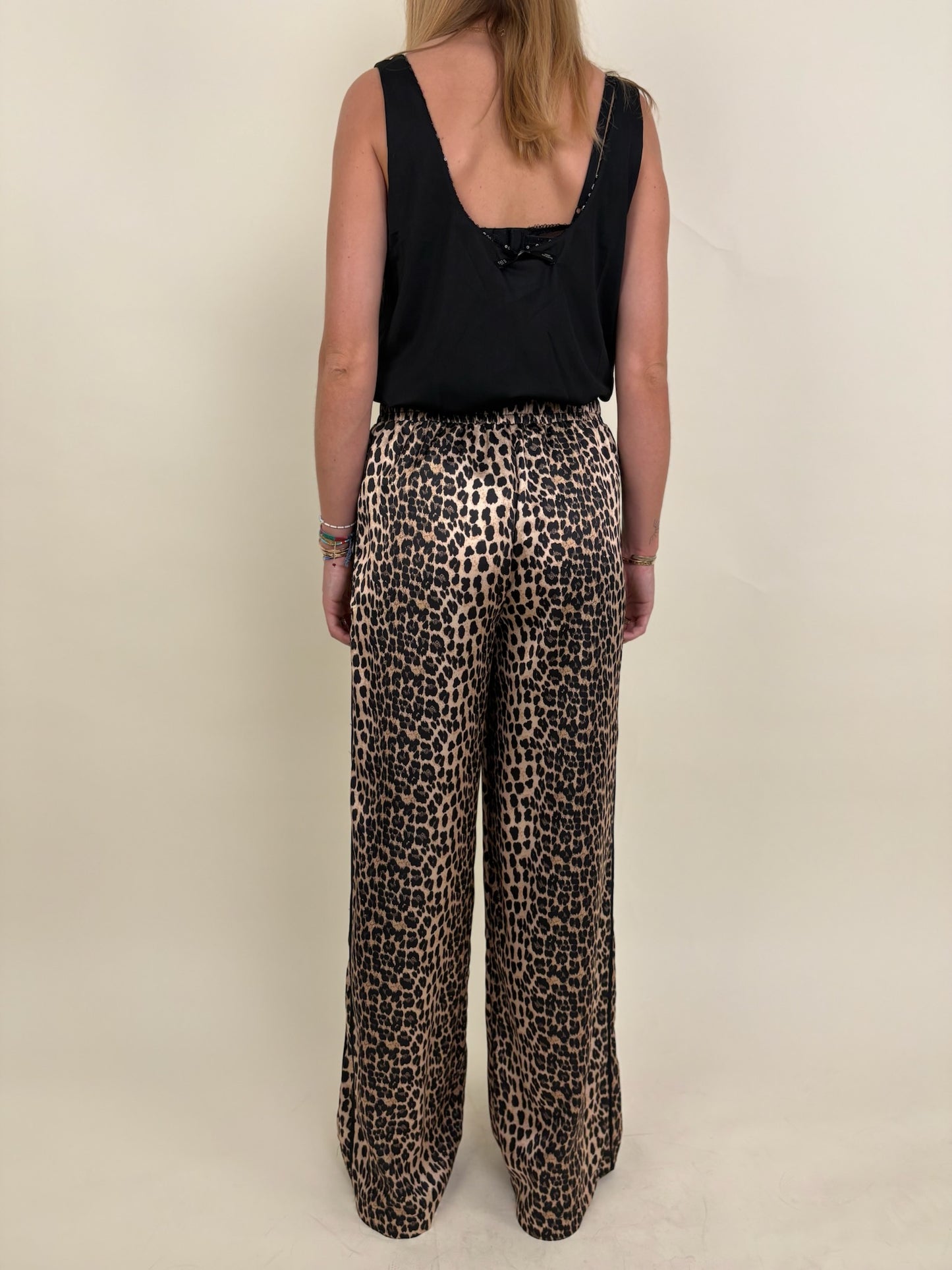 Leopard print satin pants