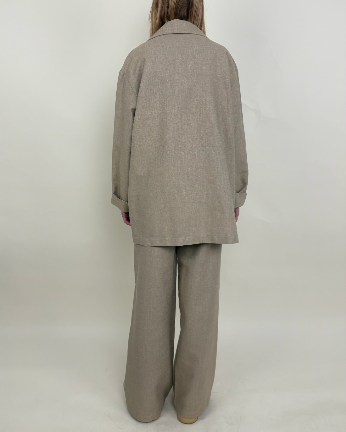 LINEN AND COTTON BLEND BLAZER JACKET