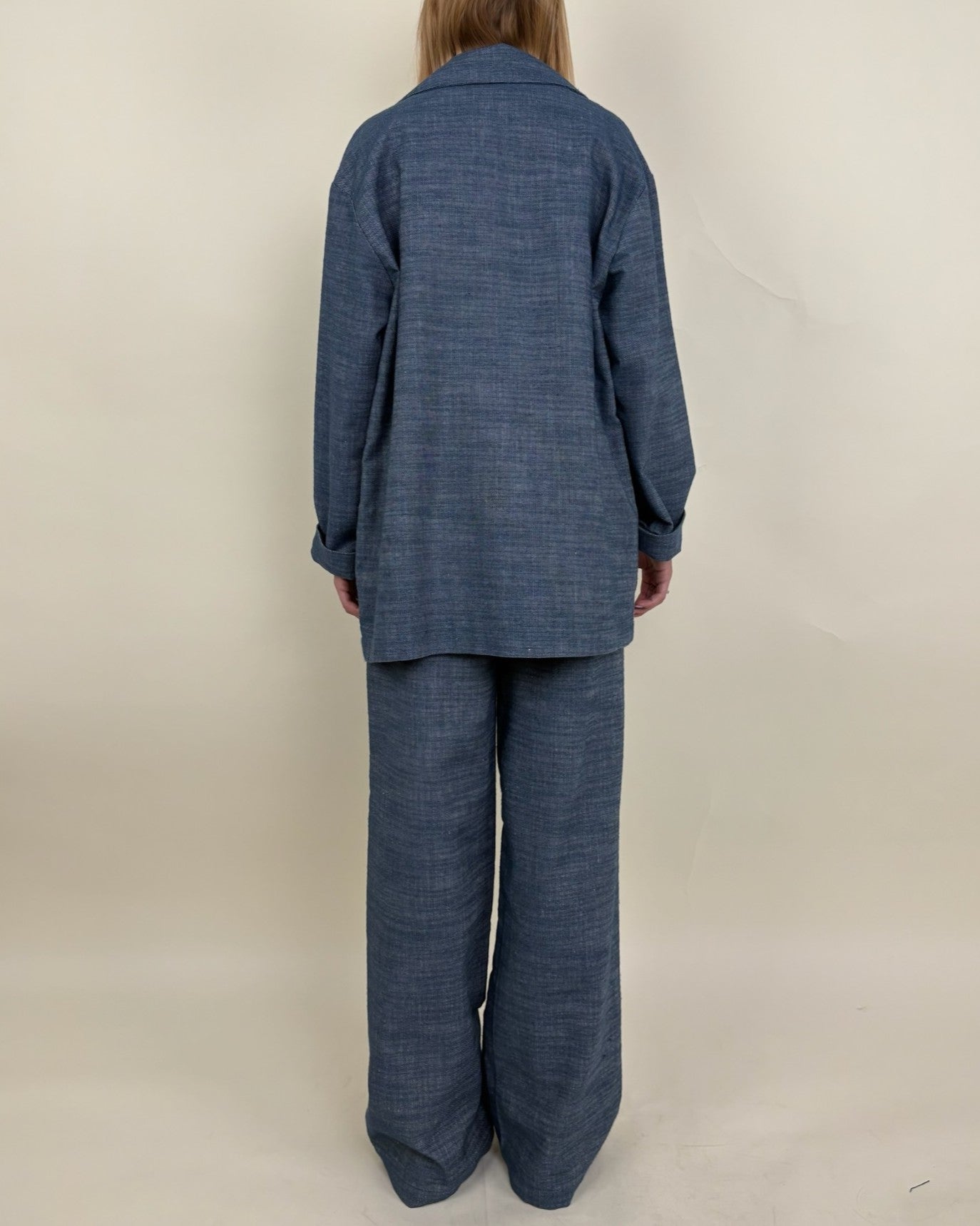 LINEN AND COTTON BLEND BLAZER JACKET
