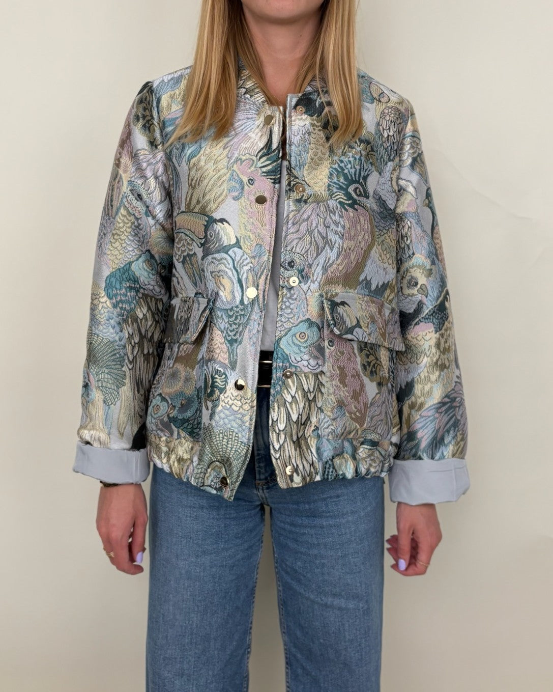 BLOUSON À MOTIF JACQUARD MÉTALLISÉ
