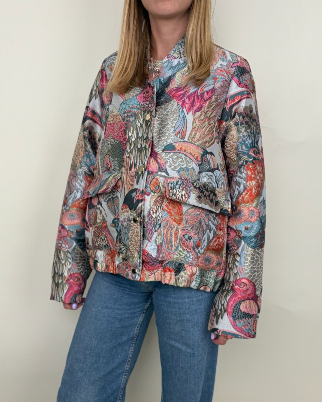 BLOUSON À MOTIF JACQUARD MÉTALLISÉ
