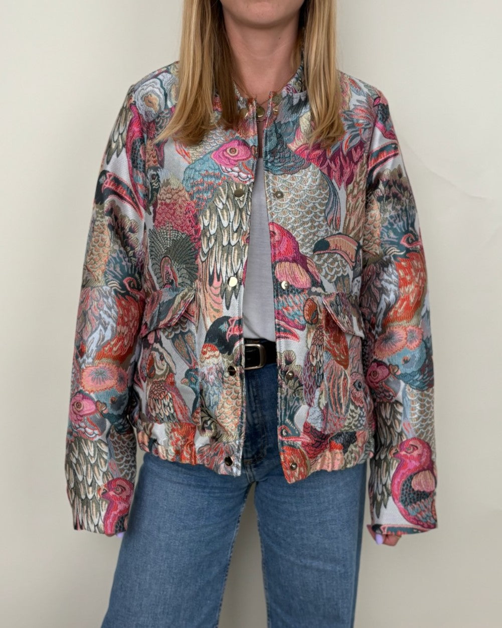 BLOUSON À MOTIF JACQUARD MÉTALLISÉ