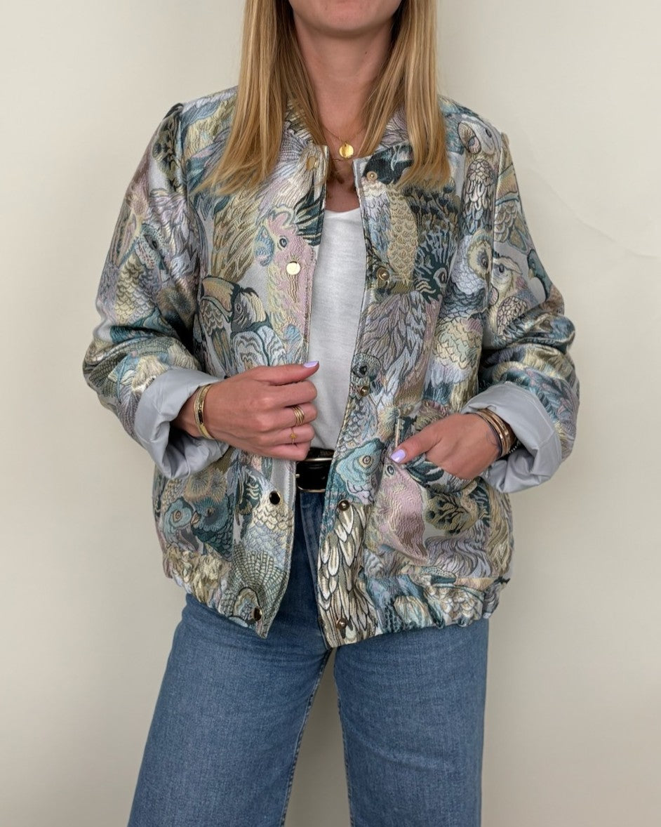 BLOUSON À MOTIF JACQUARD MÉTALLISÉ