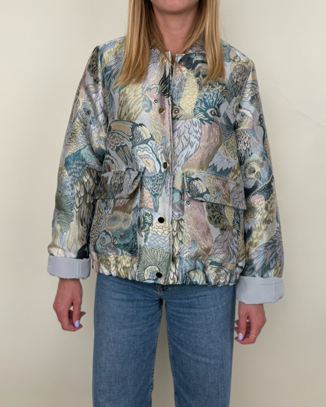 BLOUSON À MOTIF JACQUARD MÉTALLISÉ