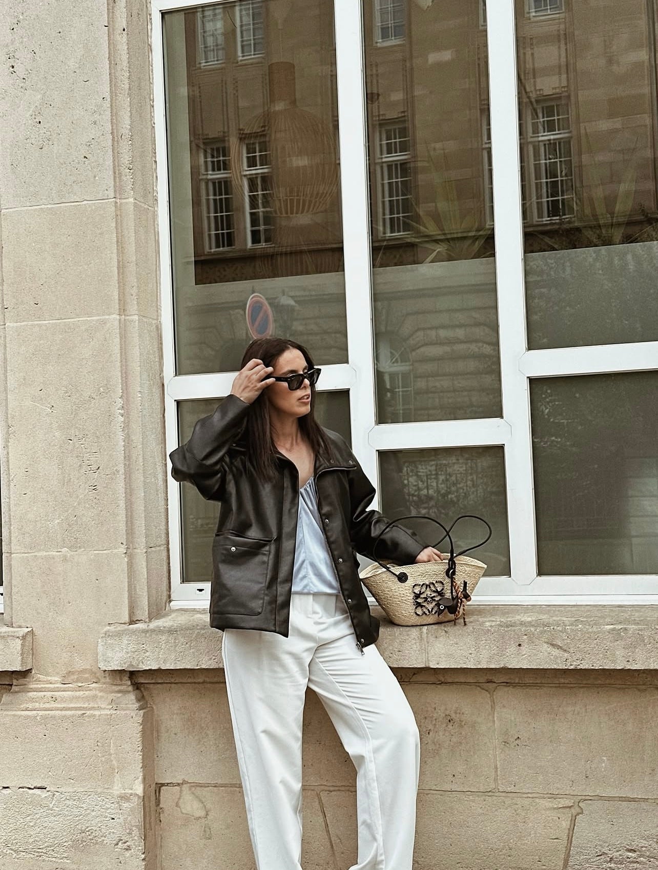 VESTE UTILITAIRE MI-LONGUE EN SIMILICUIR