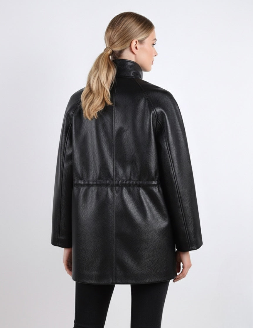 MANTEAU COL MONTANT EN SIMILICUIR