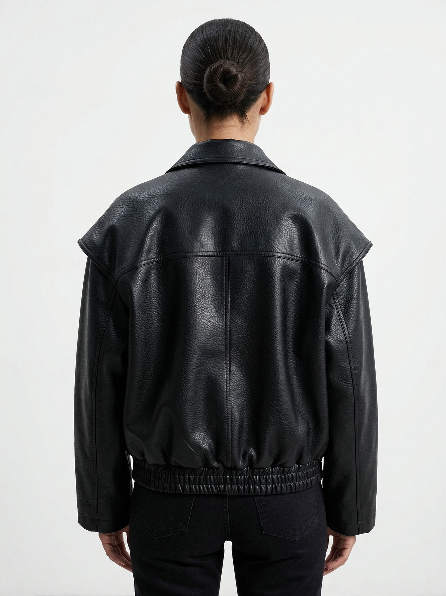 OVERSIZED GRAINED FAUX LEATHER JACKET