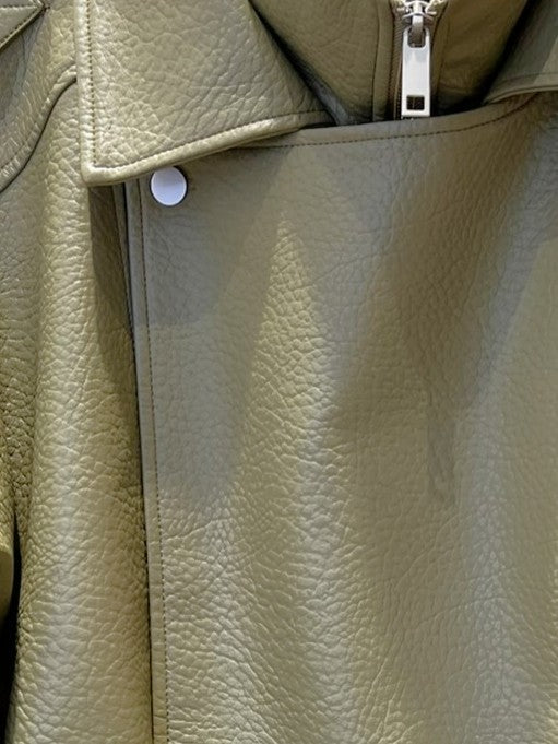 VESTE BIKER SIMILICUIR GRAINÉ À DOUBLE COL - K-ZELL PARIS