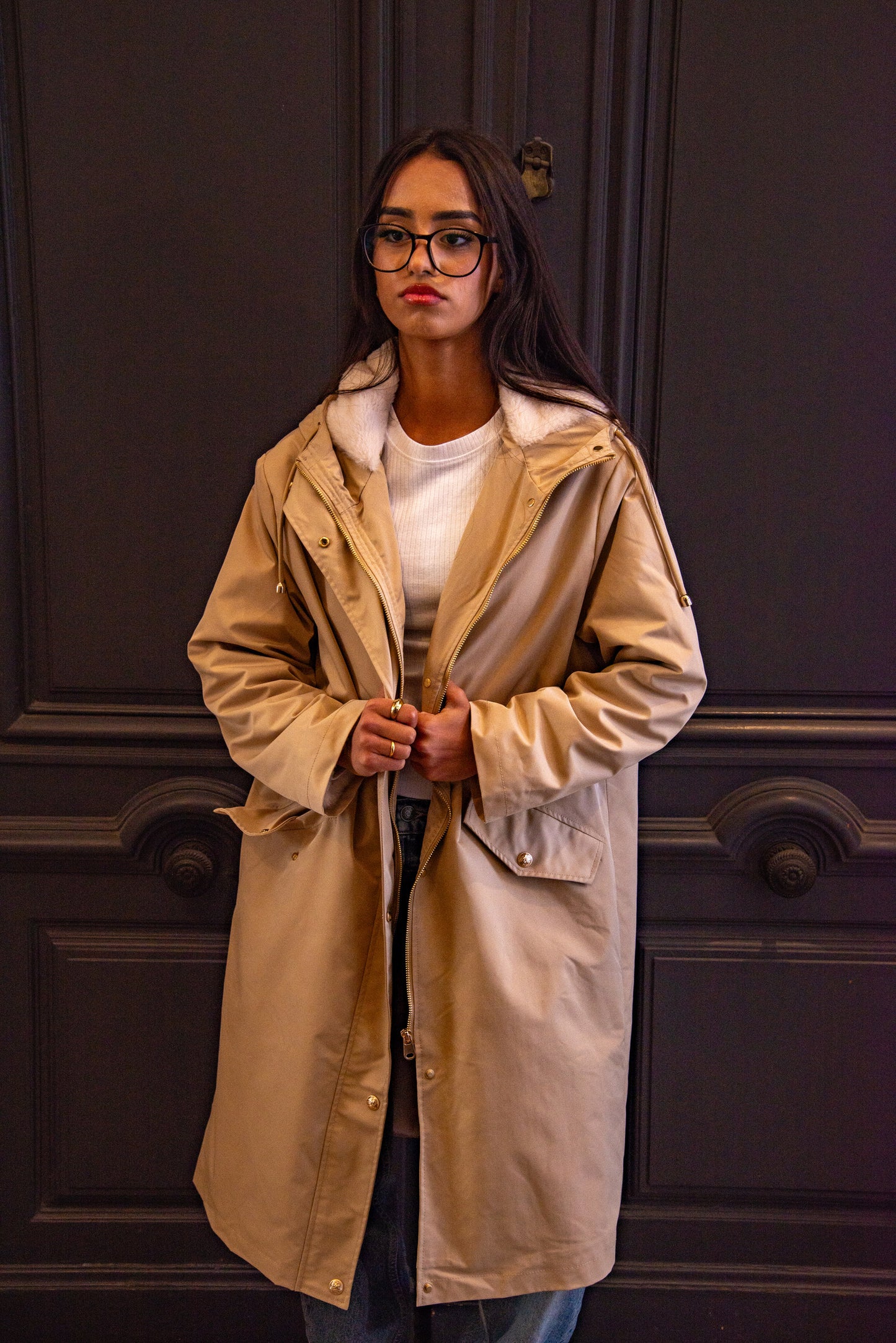 PARKA WITH FAUX FUR HOOD