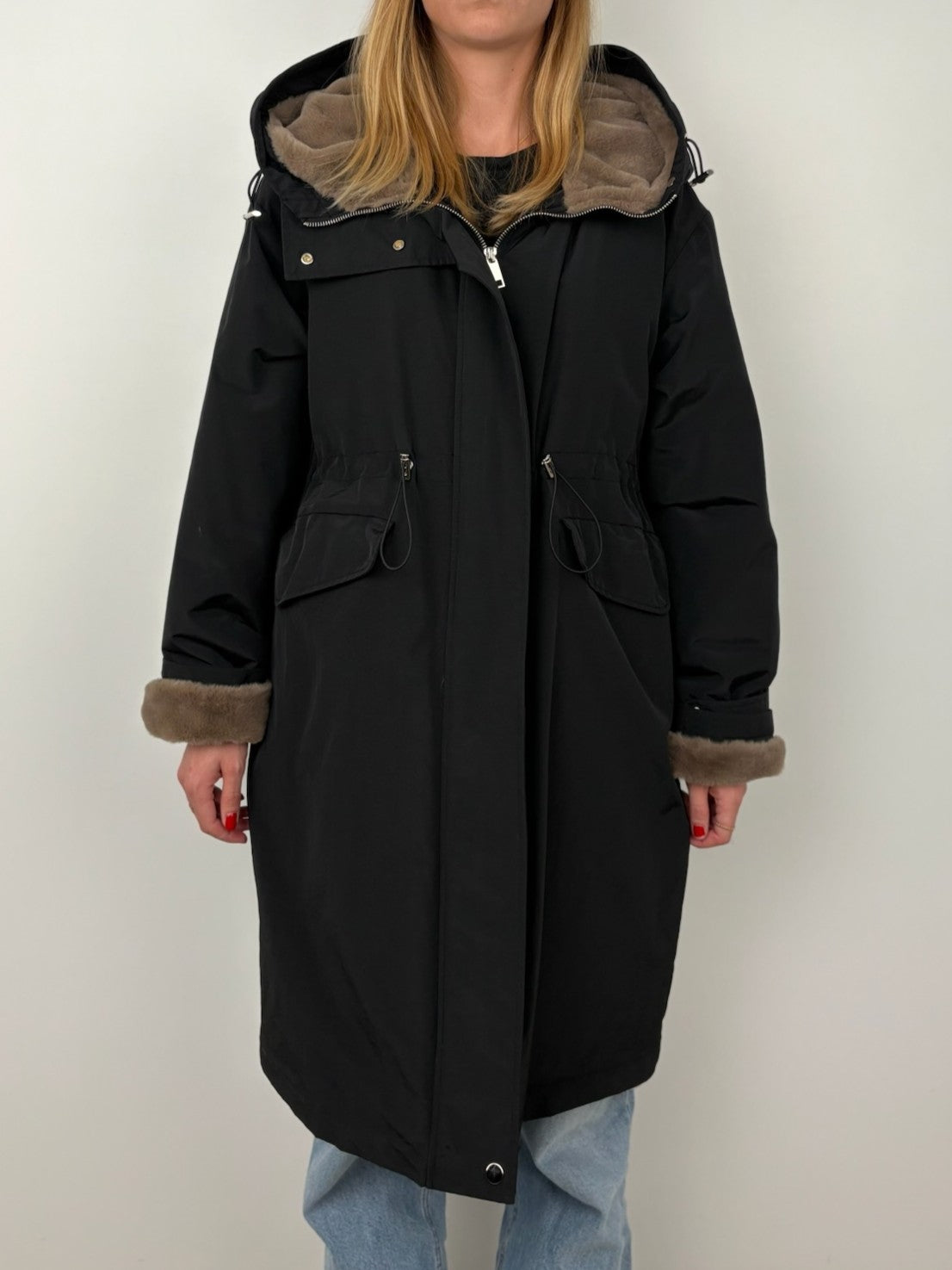PARKA WITH FAUX FUR HOOD