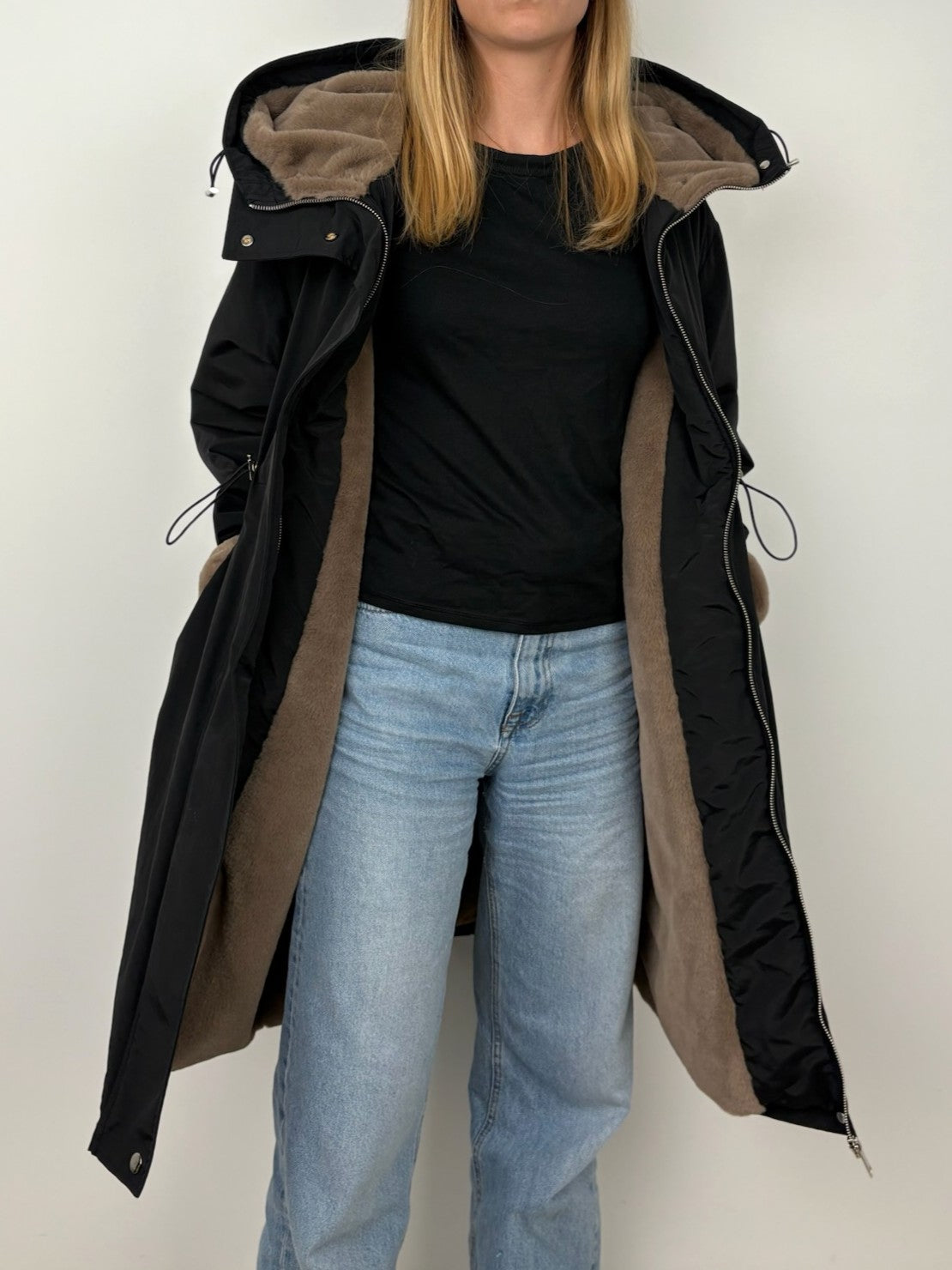 PARKA WITH FAUX FUR HOOD