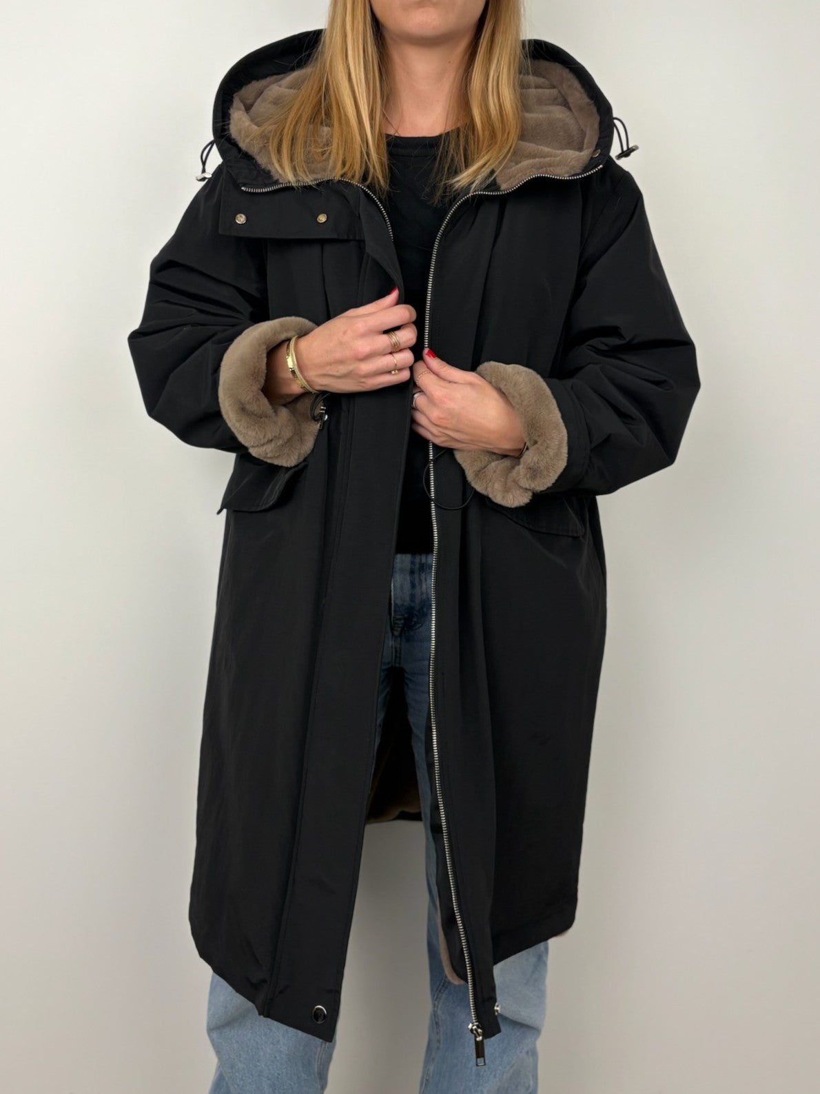 PARKA WITH FAUX FUR HOOD