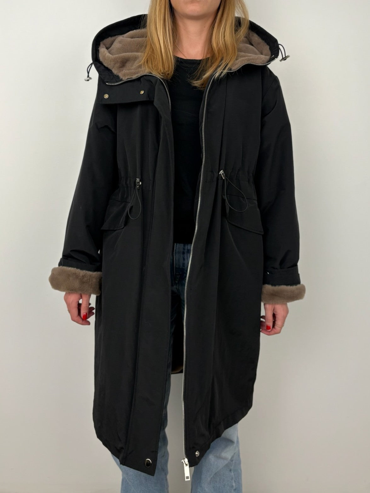 PARKA WITH FAUX FUR HOOD