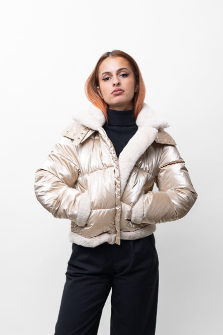 CHAQUETA DE PLUMAS CON INTERIOR DE PIEL SINTÉTICA