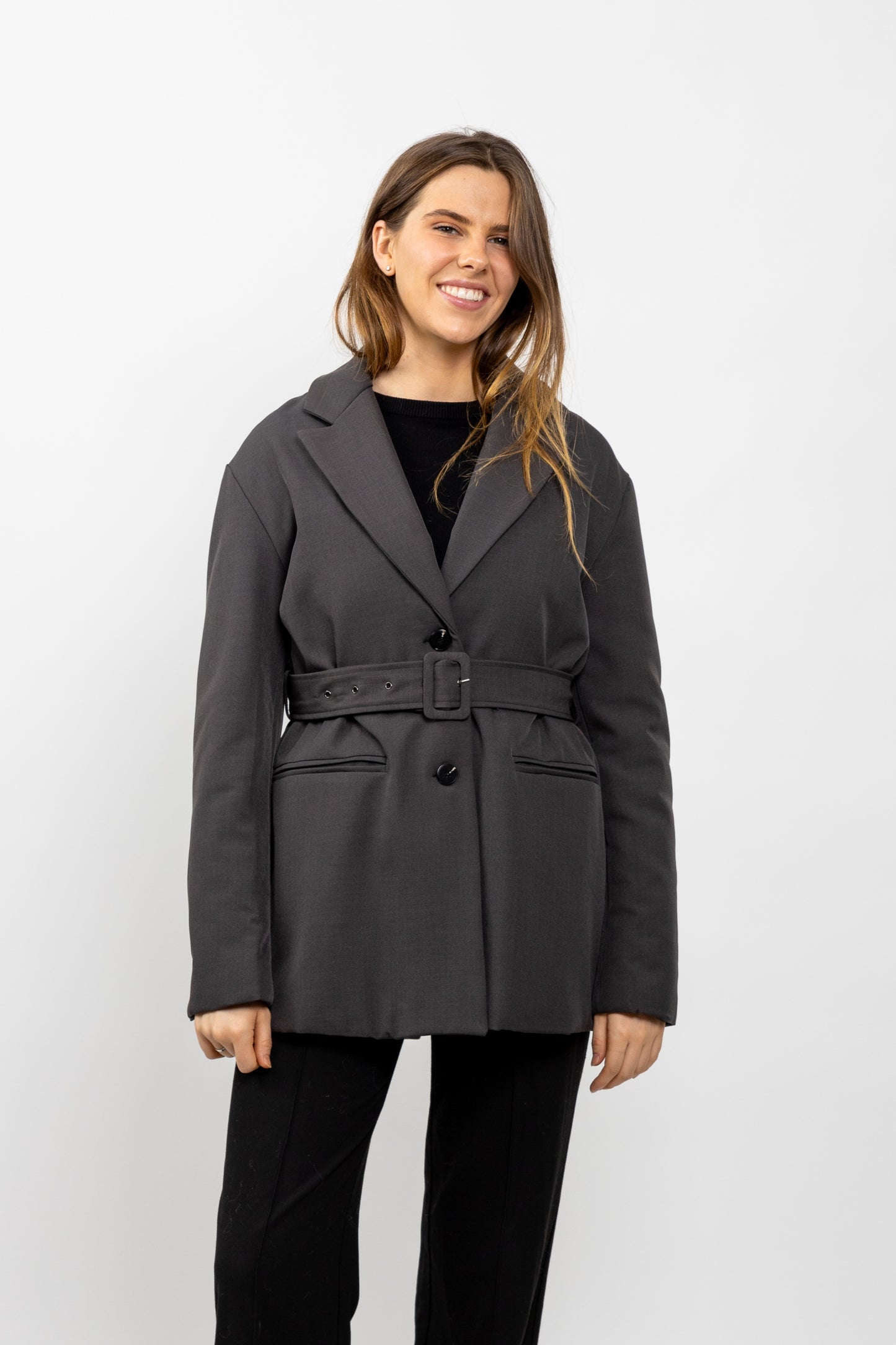 MID-LENGTH BELTED BLAZER