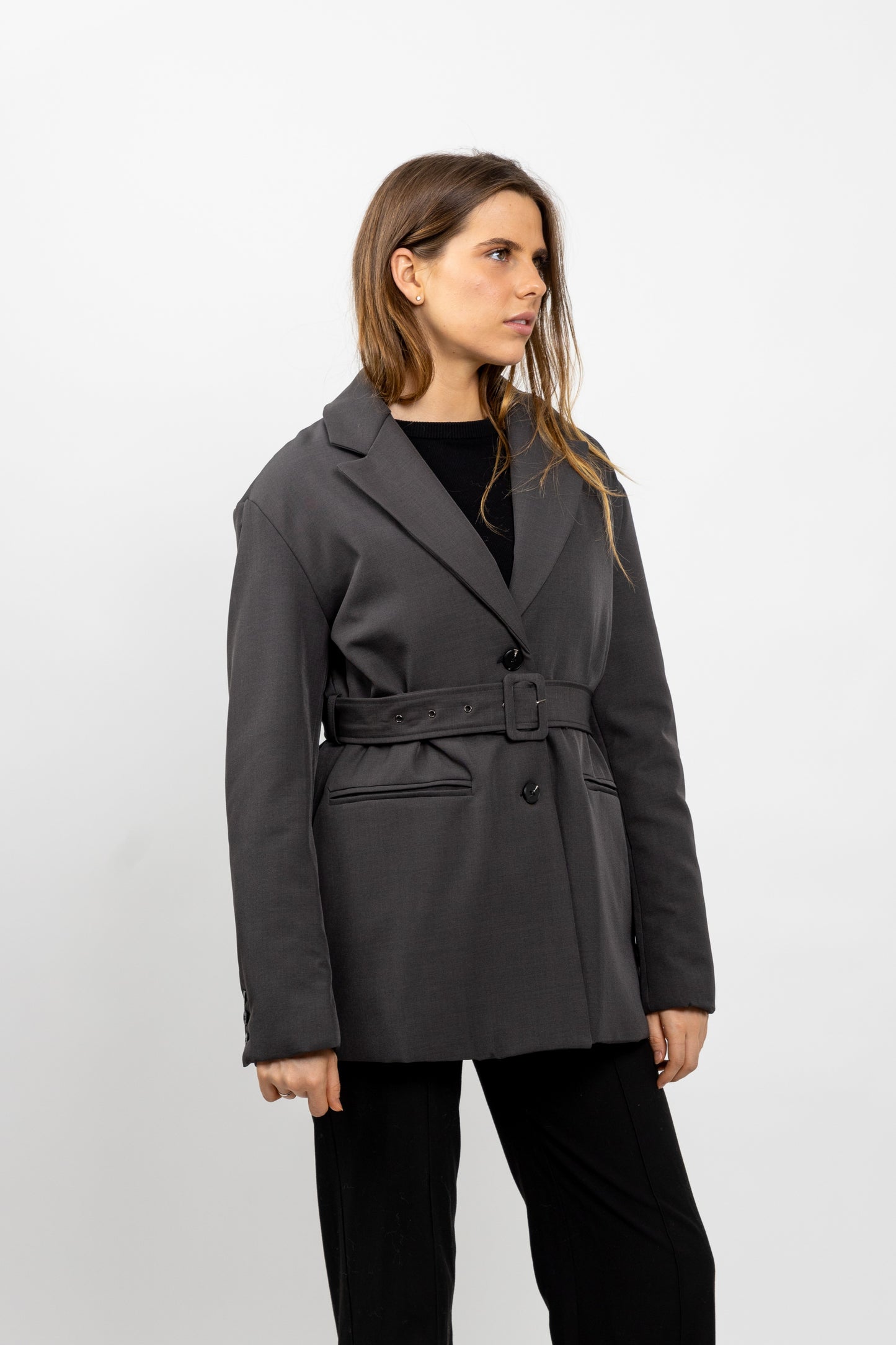 MID-LENGTH BELTED BLAZER