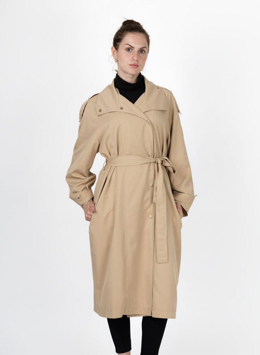 TRENCH LONG Á CEINTURE ET BOUTONS PRESSION