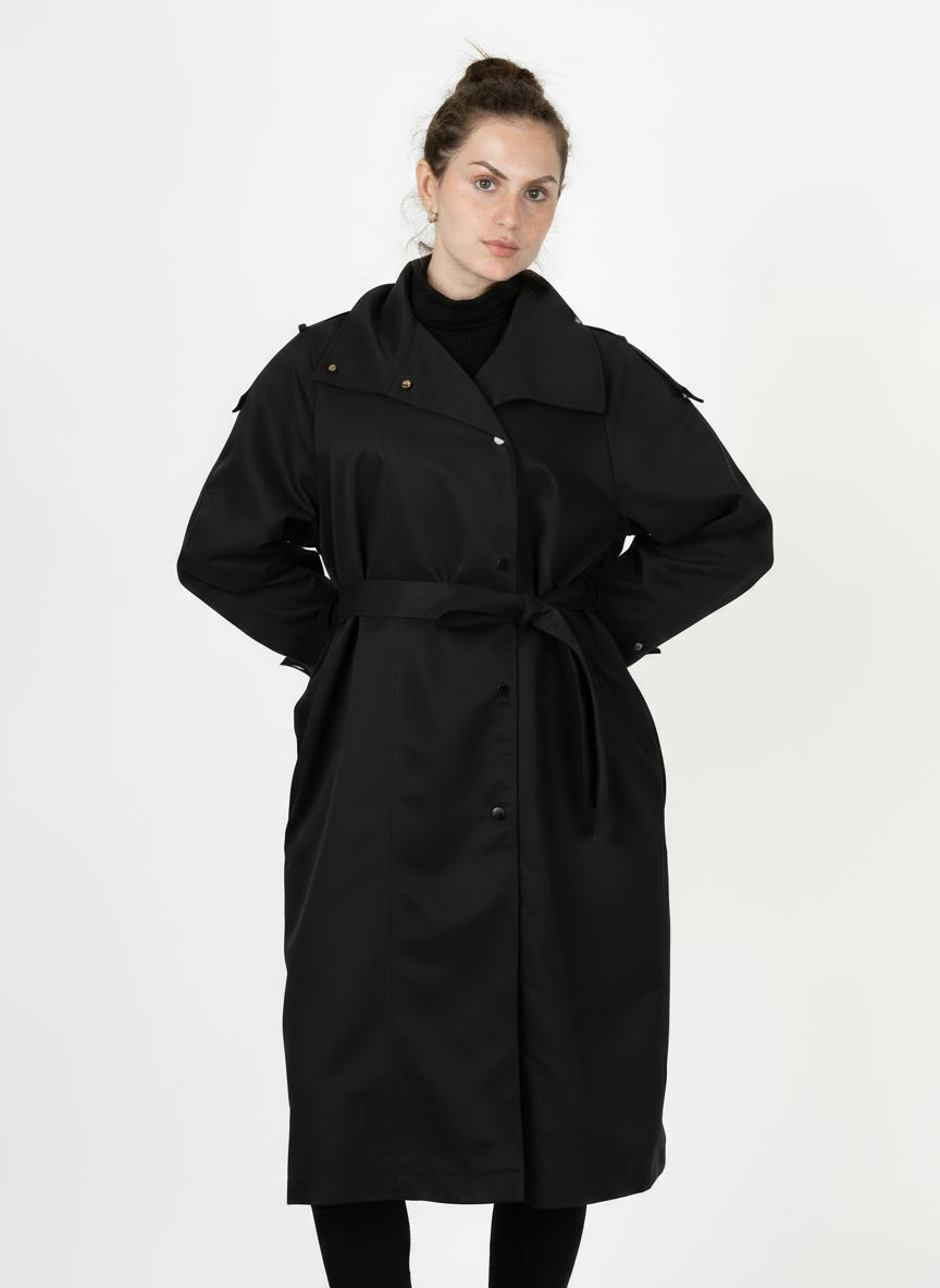 TRENCH LONG Á CEINTURE ET BOUTONS PRESSION