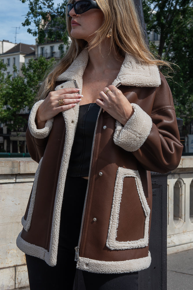 Chaqueta de piel sintética y piel