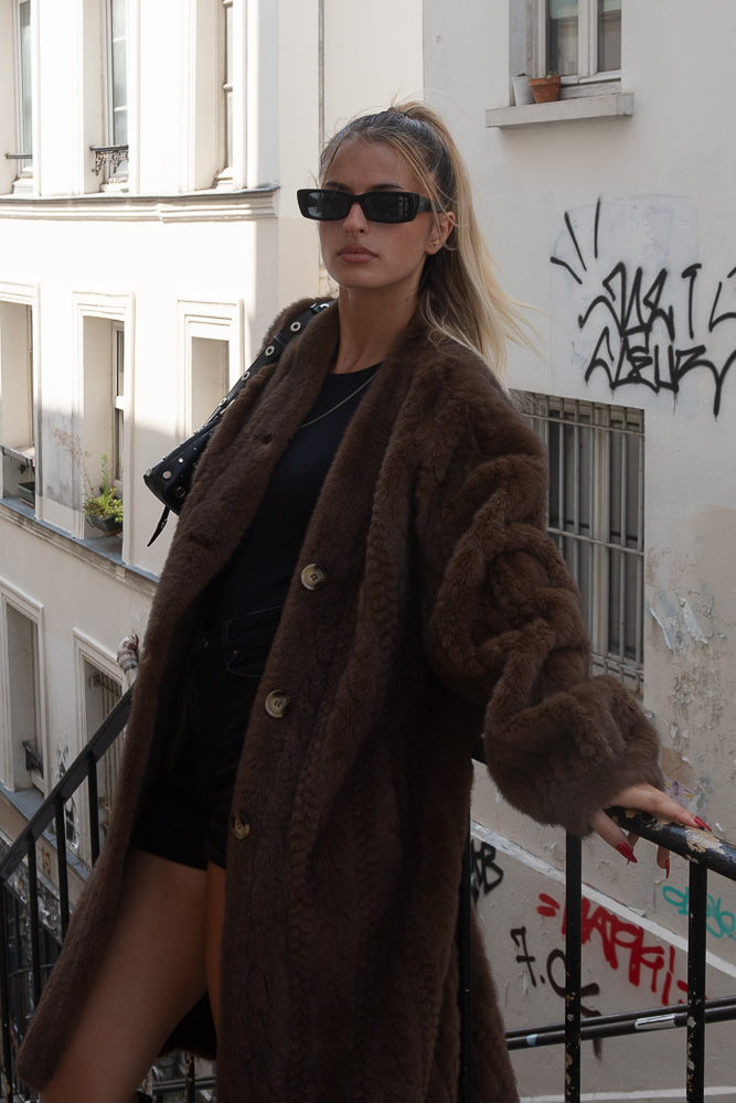 LONG FAUX FUR CARDIGAN