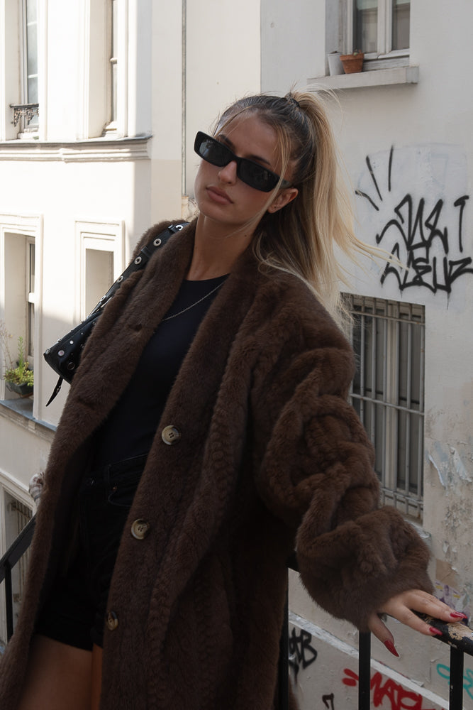 LONG FAUX FUR CARDIGAN