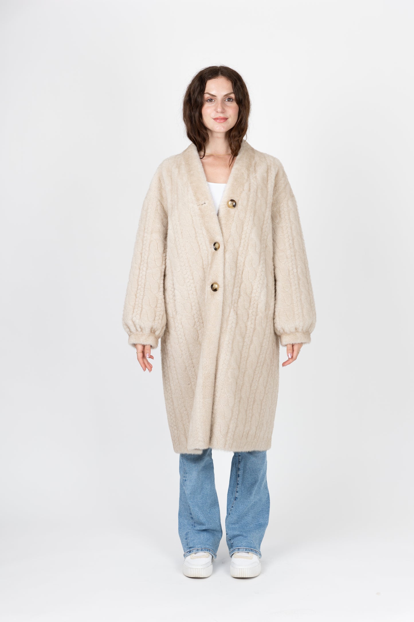 LONG FAUX FUR CARDIGAN