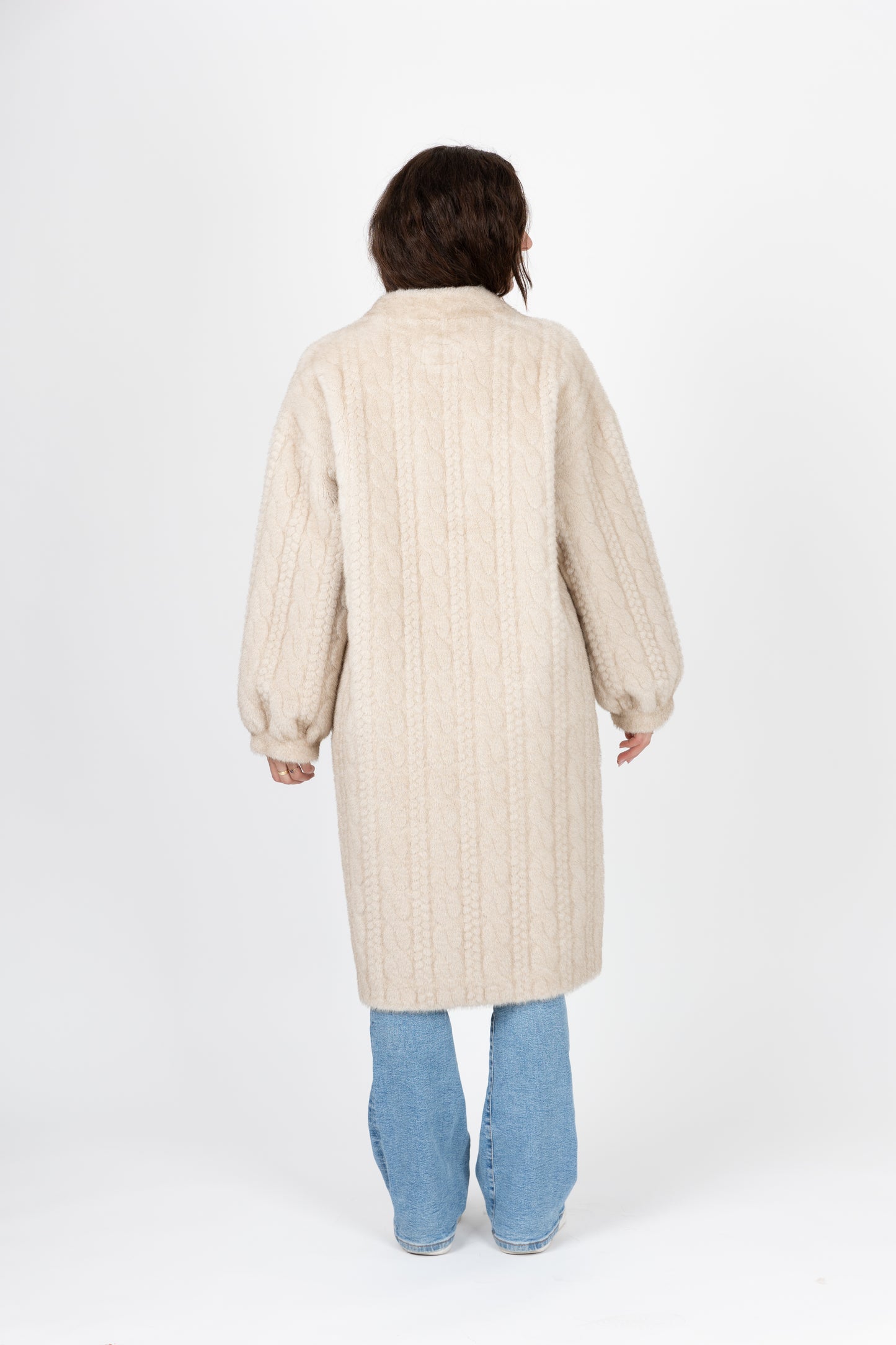 LONG FAUX FUR CARDIGAN