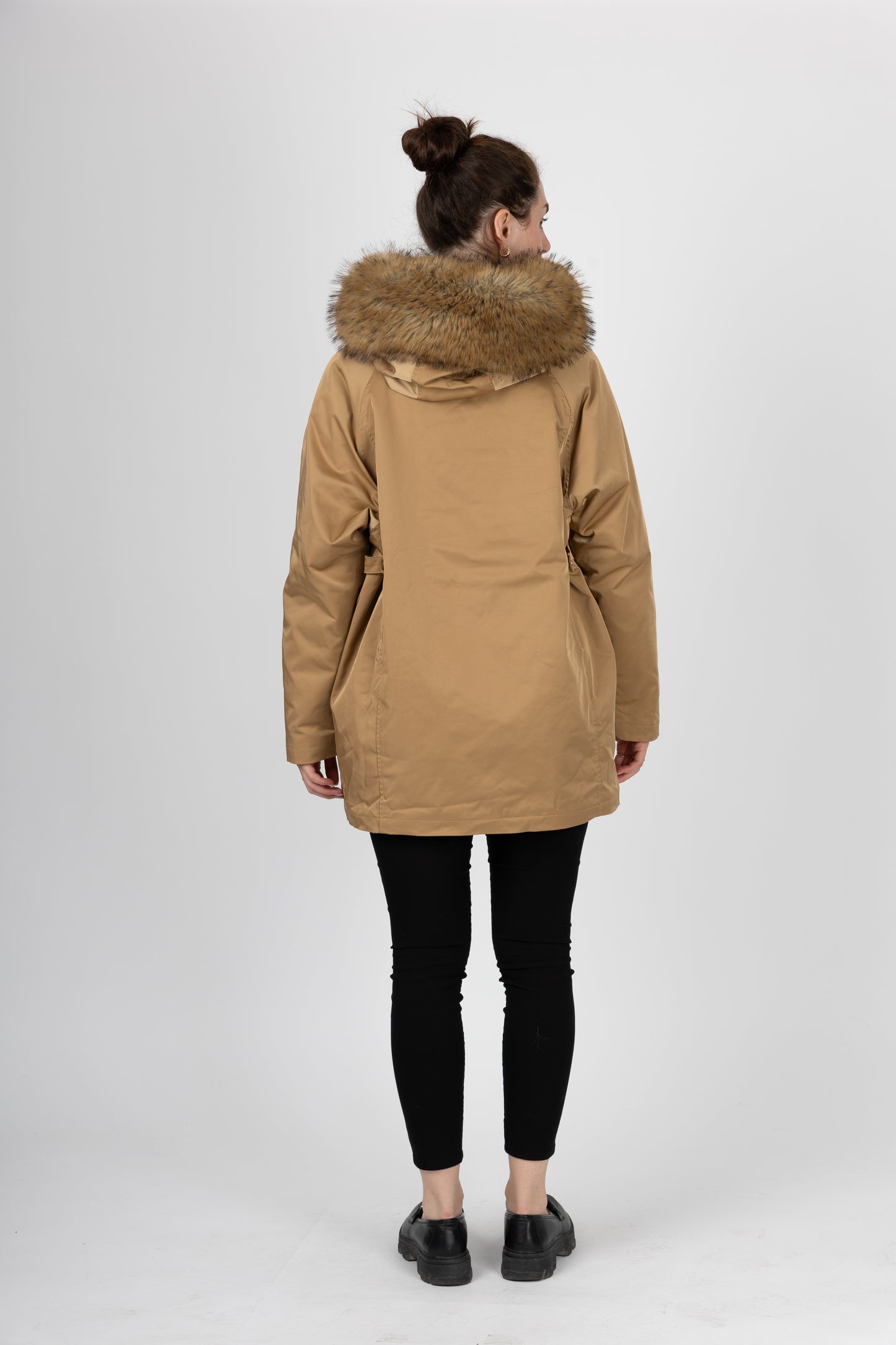 COAT WITH FAUX FUR INTERIOR AND COLLAR