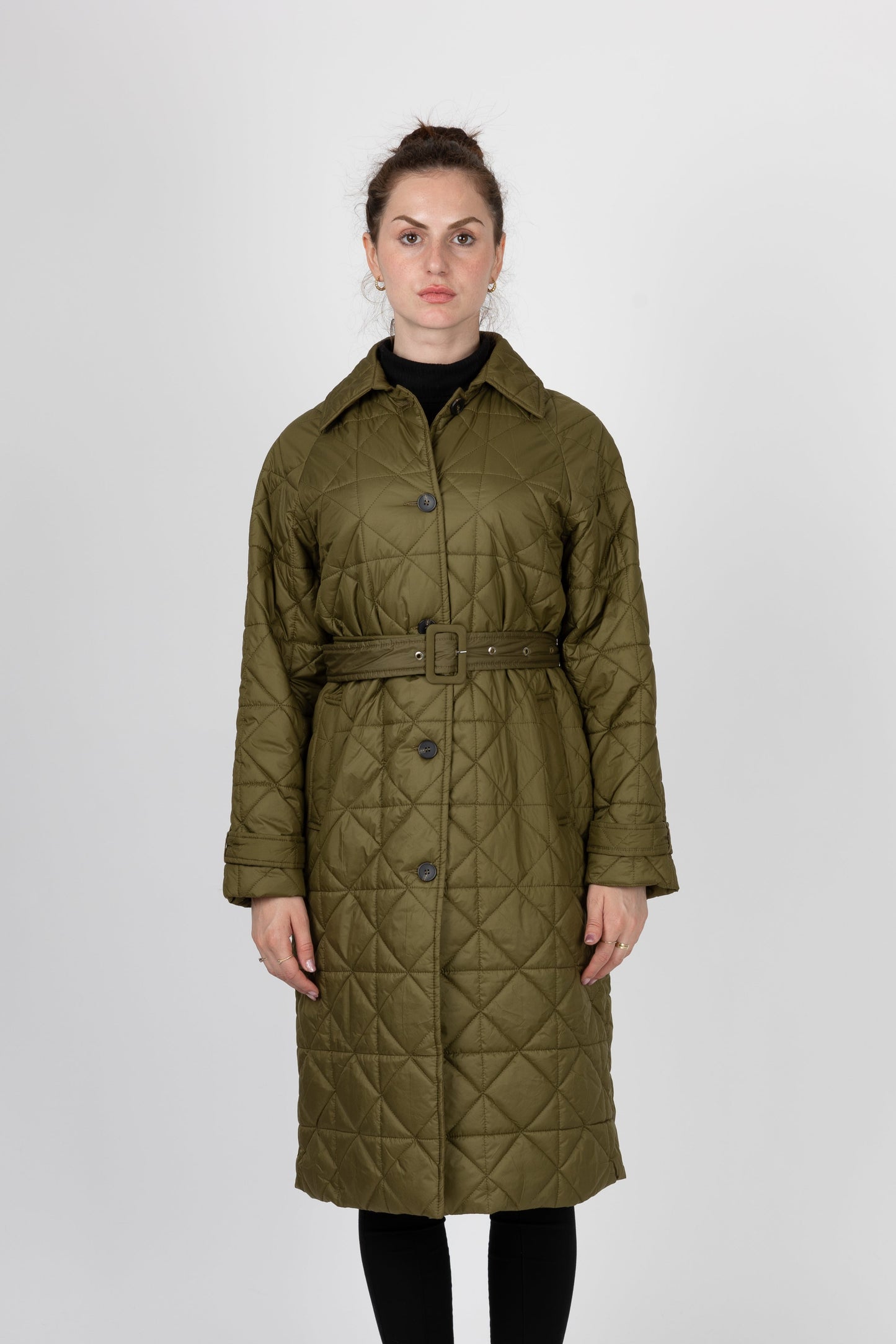 TRENCH-STYLE QUILTED DOWN JACKET