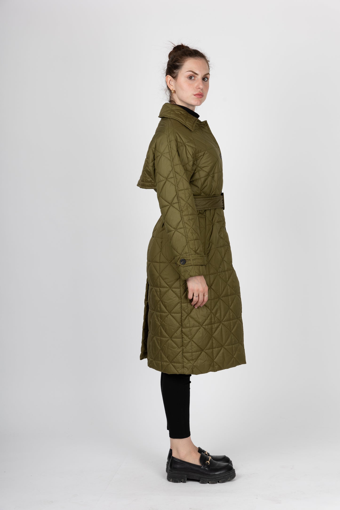 TRENCH-STYLE QUILTED DOWN JACKET