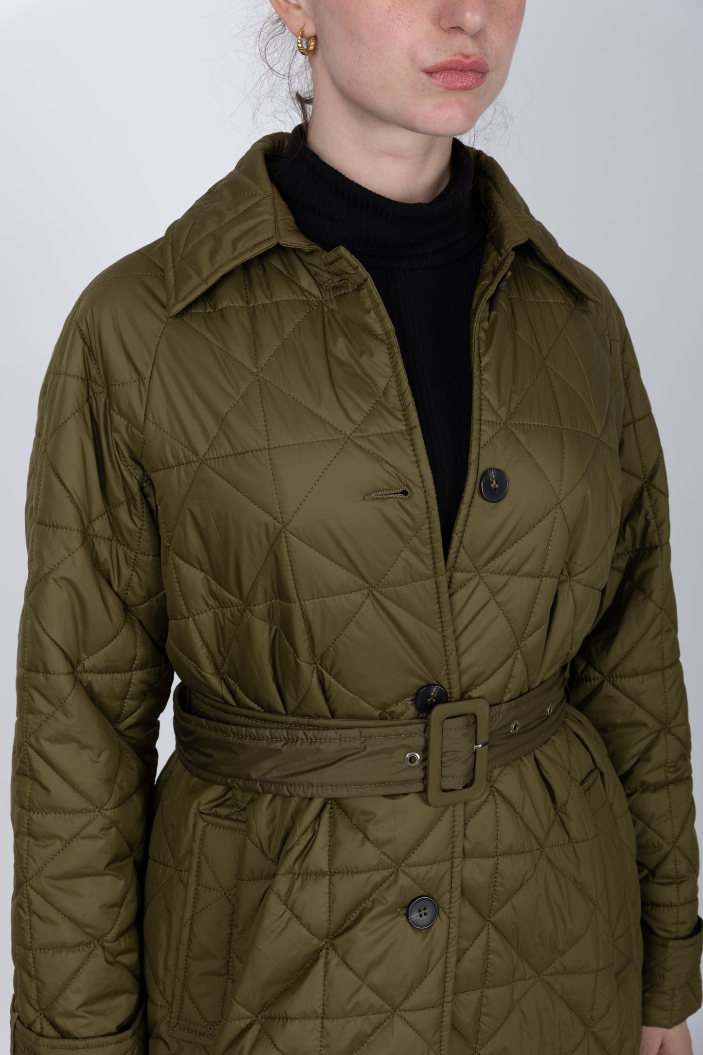 TRENCH-STYLE QUILTED DOWN JACKET