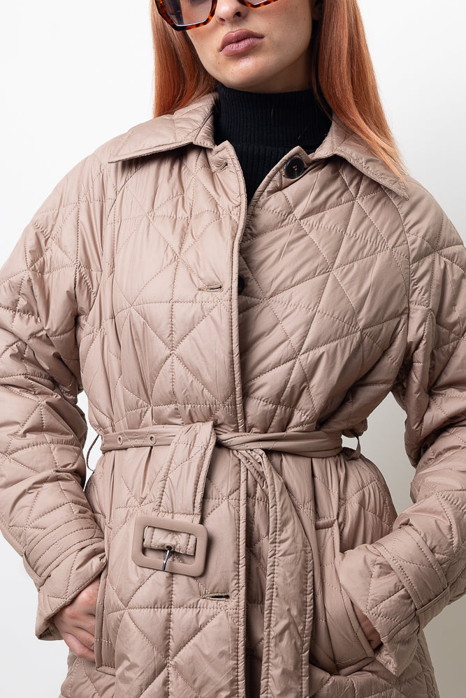 TRENCH-STYLE QUILTED DOWN JACKET