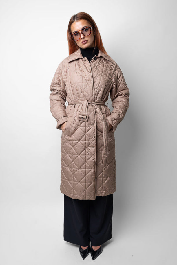 TRENCH-STYLE QUILTED DOWN JACKET