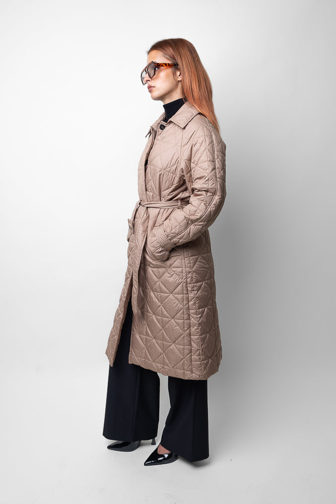 TRENCH-STYLE QUILTED DOWN JACKET
