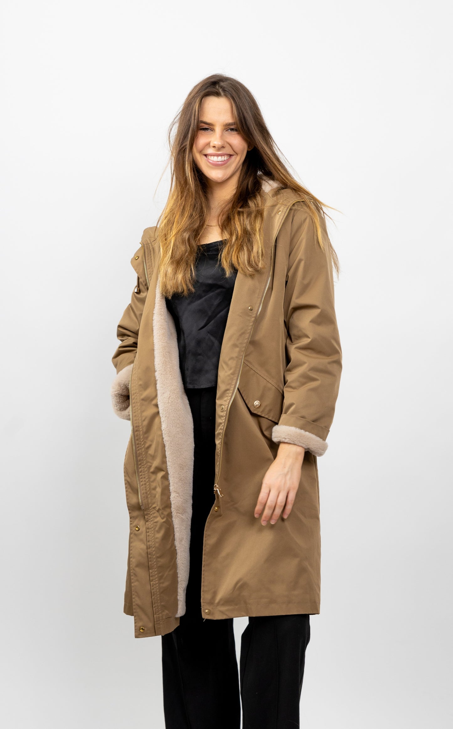 PARKA WITH FAUX FUR HOOD