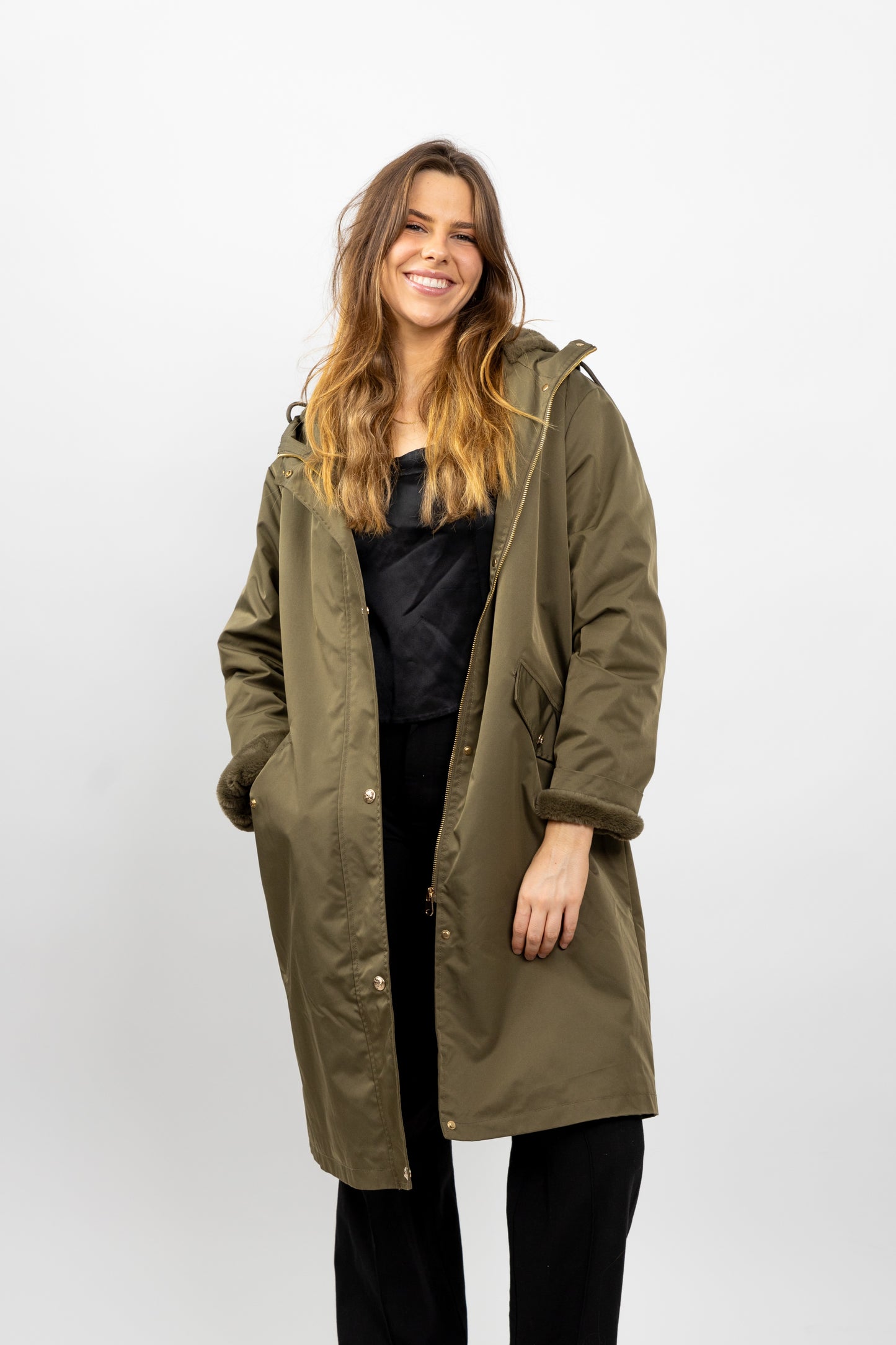 PARKA WITH FAUX FUR HOOD