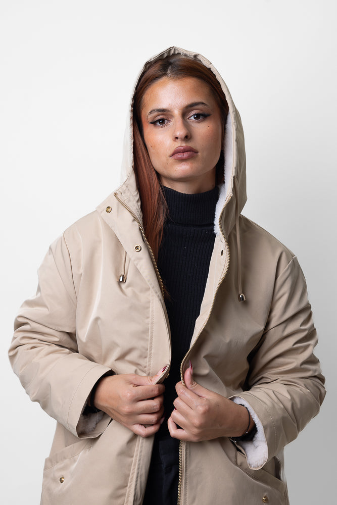 PARKA WITH FAUX FUR HOOD