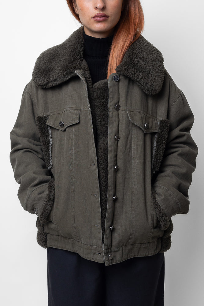 OVERSIZED DENIM JACKET WITH SHEEPSKIN DETAILS (8736)