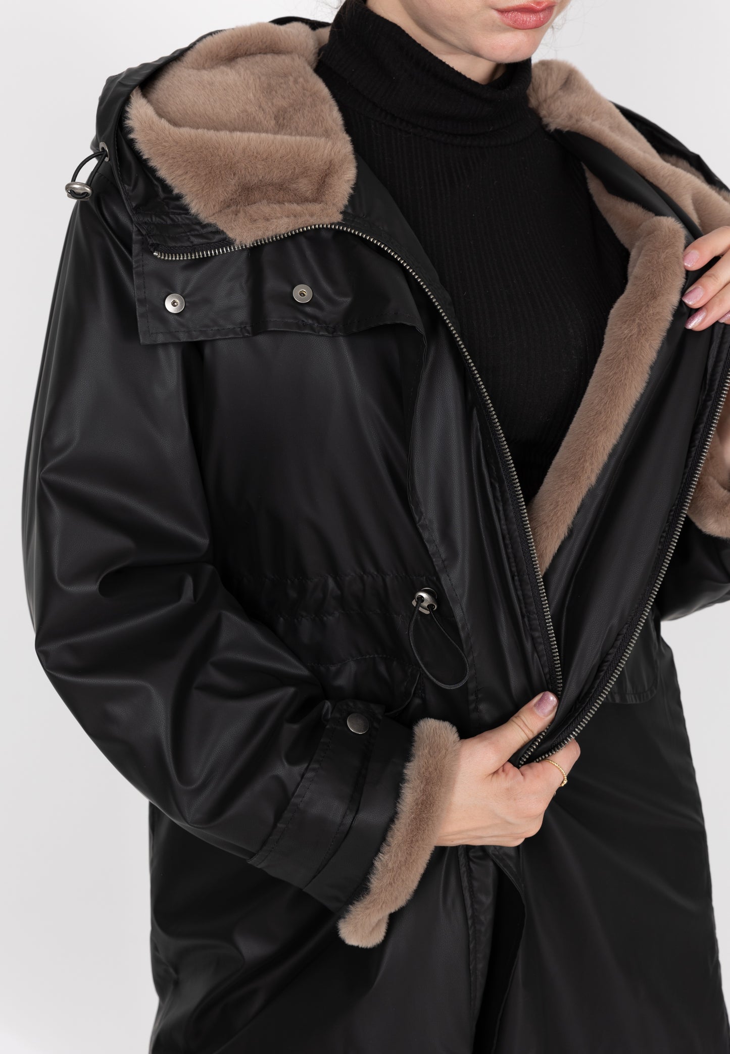 WATERPROOF PARKA WITH FAUX FUR HOOD