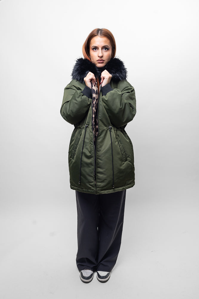 Parka larga reversible