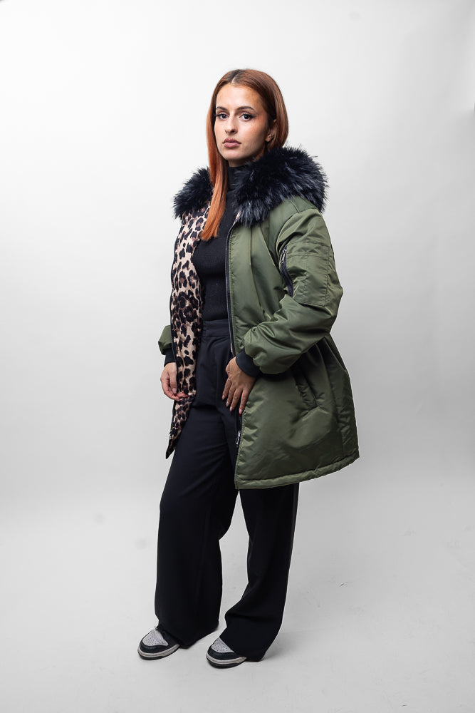 Parka larga reversible
