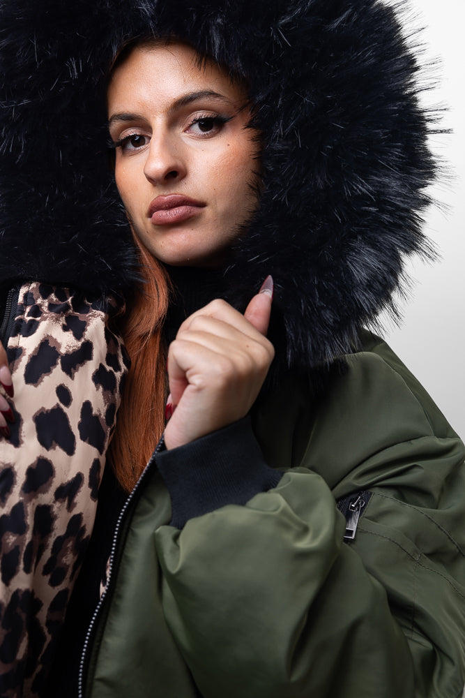Parka larga reversible