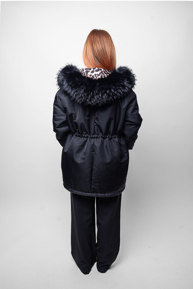 Parka larga reversible