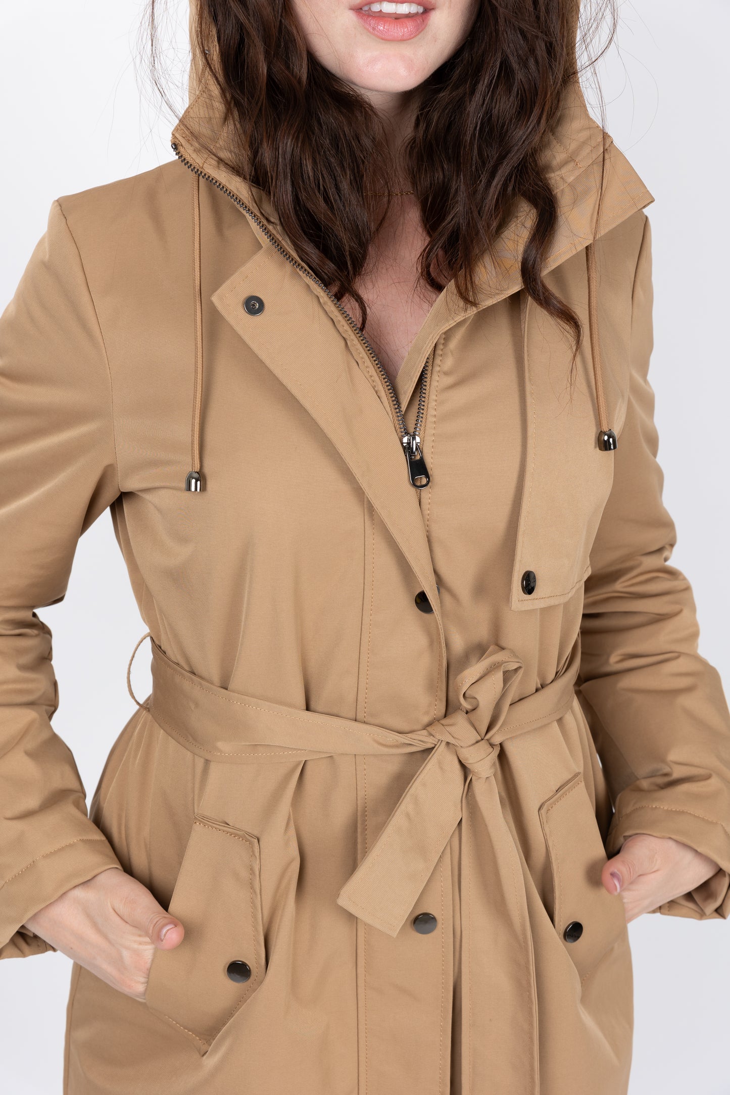 Hooded Trench Coat Style Parka