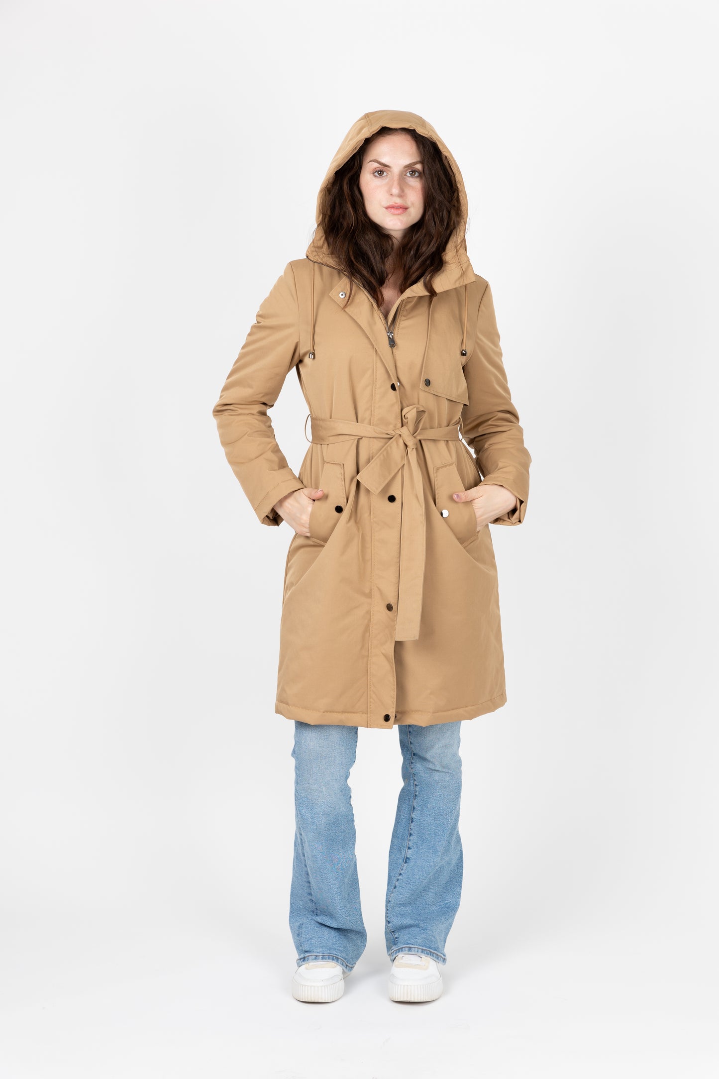 Hooded Trench Coat Style Parka