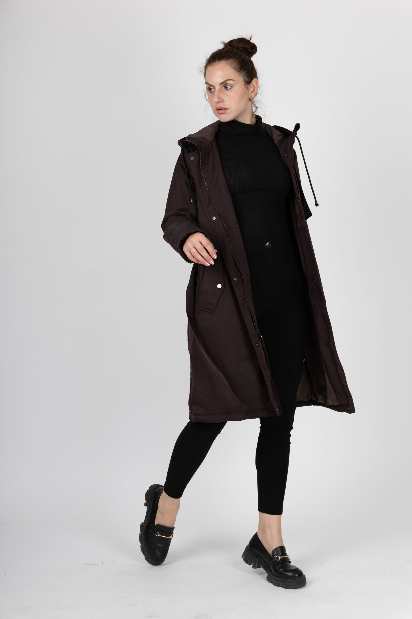 Hooded Trench Coat Style Parka
