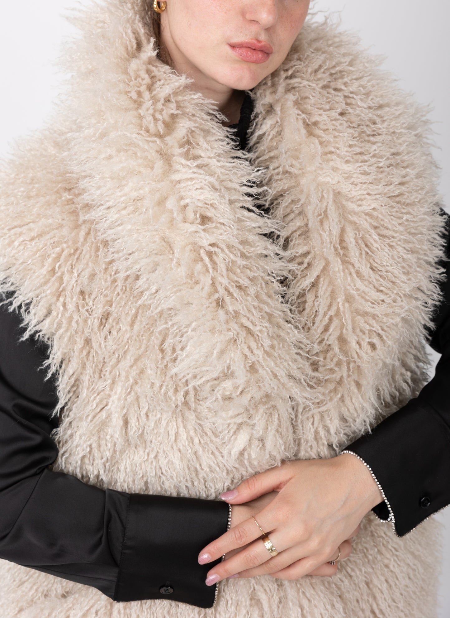 MONGOLIAN SHEEP FAUX FUR SLEEVELESS VEST