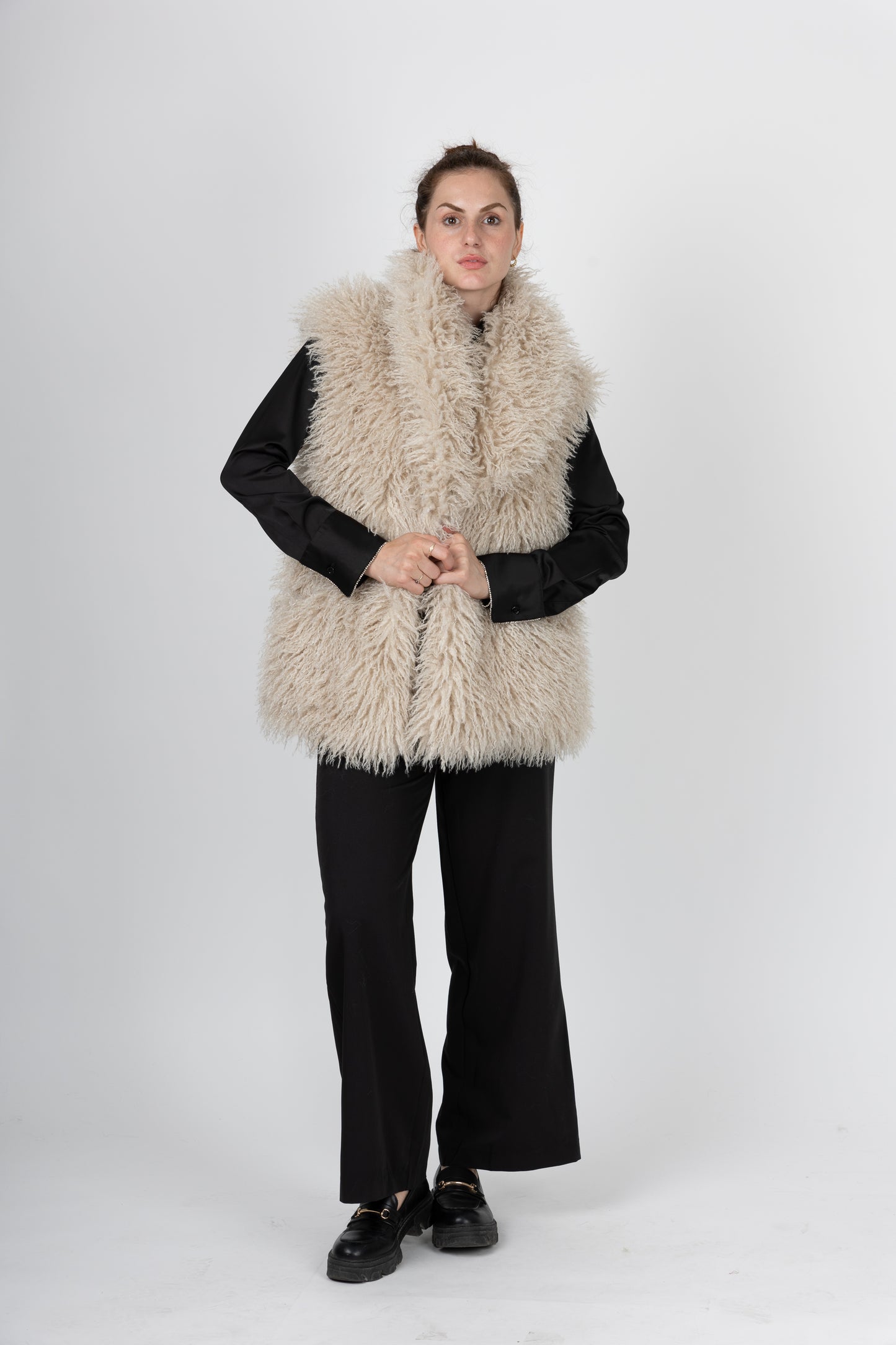 MONGOLIAN SHEEP FAUX FUR SLEEVELESS VEST